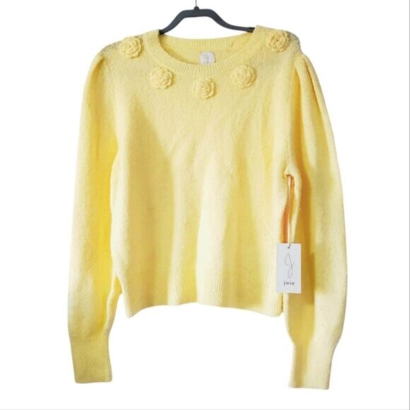 Joie Sweaters - NWT Joie Butter Yellow Rosette Bohemian Cottagecore Spring Pastel Sweater XL